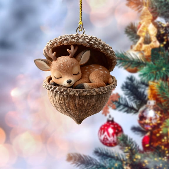 DAMAI Forest Animal Acorn Ornaments-2026 New Cozy Forest Christmas Ornaments, Cozy Forest Christmas Ornaments, Pine Cone Decoration Woodland Christmas Ornaments for Party Home Decor