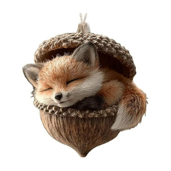 DAMAI Forest Animal Acorn Ornaments – Cozy Forest Christmas Ornaments, 2026 New Pine Cone Animal Decoration, Acrylic Miniature Sleeping Animal Decor for Holiday Home