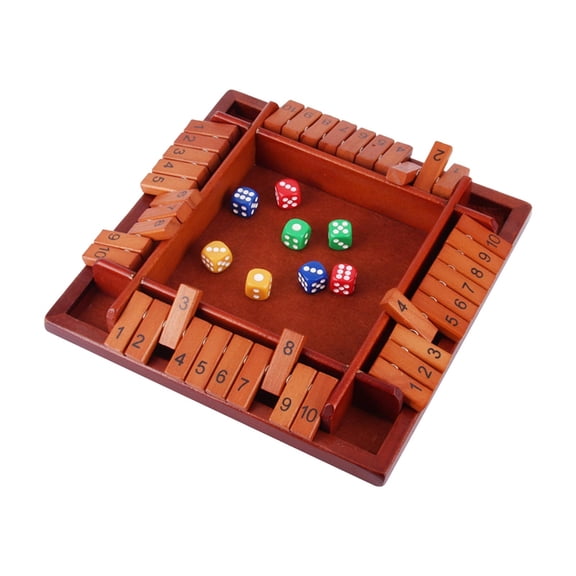 DAMAI Four-Sided Flip Card Game Toys, Shut The Box-Wooden Dice Board Game, Upgraded Wooden Dice Games for 2-4 Players, Improves Mathematical Skills for Home, Party or Bar