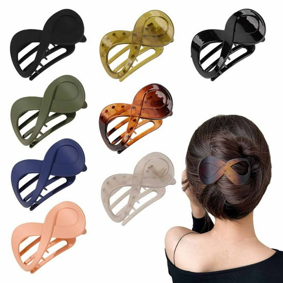 DAMAI French Flat Hair Clips, 3.35 Inch Curved Hair Claw Clips Alligator Hair Barrettes Volume,8-shaped No Slip Hair Clips Volume Strong Hold Clip Hair Claw for Women