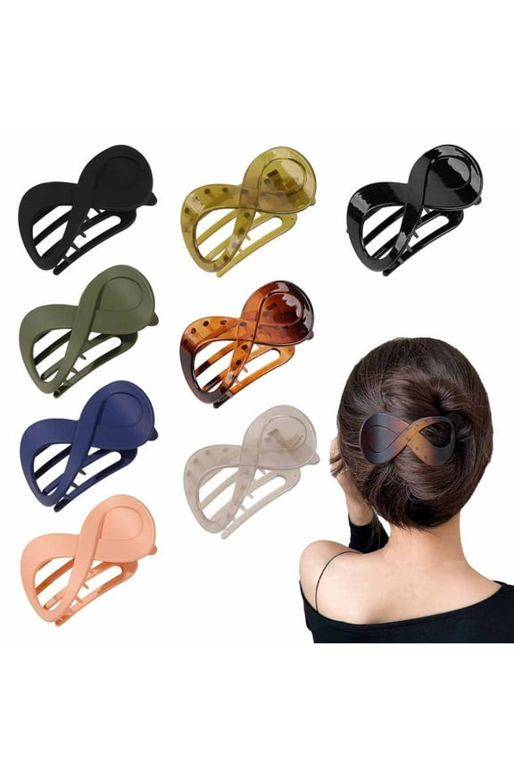 French Flat Hair Clips, 3.35 Inch Curved Hair Claw Clips Alligator Hair Barrettes Volume,8-shaped No Slip Hair Clips Volume Strong Hold Clip Hair Claw for Women