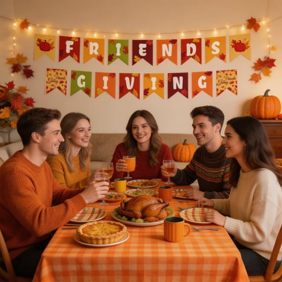 DAMAI Friendsgiving Decorations Banner, Fall Home Party Banner with Balloons & Friendsgiving Design & Festive Hanging Style, Indoor Outdoor Thanksgiving Celebration Decor for Holiday Gathering