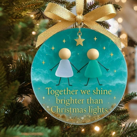 DAMAI Friendship Sea Glass Nativity Christmas Ornament, Handmade Nativity Pendant, Hanging Sea Glass Nativity Christmas Tree Decoration, Faith-Themed Ornament for Christmas Tree and Coastal Decor
