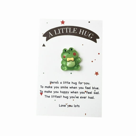 DAMAI Frogs Pocket Hug Token, Mini Cute Frogs Pocket Hug Decoration with Greeting Cards,Thinking of You Gifts, Adorable Encouragement Greeting Card with Frogs Ornaments