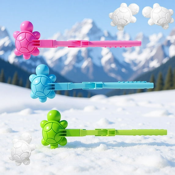 DAMAI Funny Turtle Snowball Maker Clip, Snowball Maker Tool with Handle for Snow Ball Fights, Winter Snow Ball Shaper Molds, Outdoor Lawn Garden Park Activity, Adults Holiday Game (Random Color)