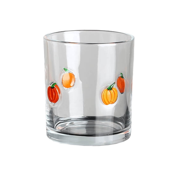 DAMAI Ghost Design Embossed Glass Cup, Halloween Clear Glass Wine Water Cup with Embossed Ghost Pumpkin Design & Festive Style, Home Party Tableware Decor for Fall Celebration