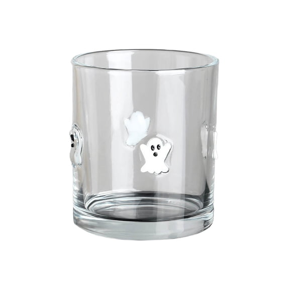 DAMAI Ghost Design Embossed Glass Cup, Halloween Clear Glass Wine Water Cup with Embossed Ghost Pumpkin Design & Festive Style, Home Party Tableware Decor for Fall Celebration