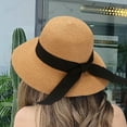 thumbnail image 1 of DAMAI Girls Wide-Brim Straw Sun-Hat for Summer Beach with Bow,Panama Straw Hats for Men and Women Foldable Wide Brim Bride Hats Summer Sun Protection Hat, 1 of 7
