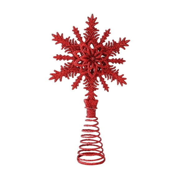DAMAI Glitter Snowflake Christmas Tree Topper - Plastic and Metal Snowflake Tree Topper Glitter Tree Topper, Hollowed-Out Christmas Treetop Decoration for Festive Atmosphere Xmas Decor