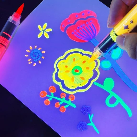 DAMAI Glow in the Dark Body Paint, Neon Face Painting Markers Pen for Skin Glow Under Black Light, Washable UV Temporary Tattoo Pens for Glow Party Supplies (8 color)