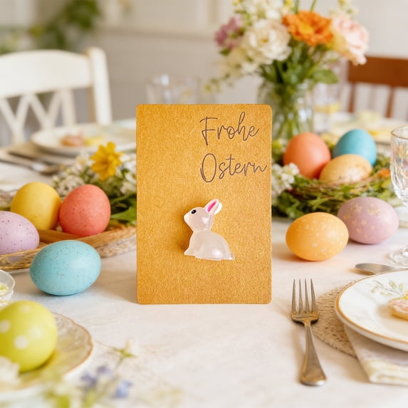 DAMAI Glows In The Dark Pocket Hug Bunny Greeting Card - 3.15x2.16in with Pre-Attached Resin Rabbit (0.94x0.78in), Inspirational Greetings & Messages