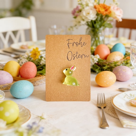 DAMAI Glows In The Dark Pocket Hug Bunny Greeting Card - 3.15x2.16in with Pre-Attached Resin Rabbit (0.94x0.78in), Inspirational Greetings & Messages