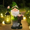 thumbnail image 1 of DAMAI Gnomes Solar Garden Statues Outdoor Decor Large Flocked Resin Gnome Figurine with Solar Light Holding Lantern Welcome to my Garden Sign Garden Yard Decorations, 1 of 6