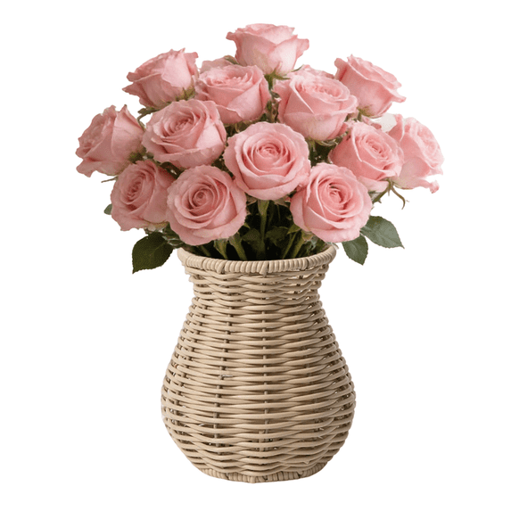DAMAI Goblet Woven Planter Urn Shape, Handmade Rattan Vase for Decor Woven Vase Flower Arrangement Country Rustic Style Rattan Flower Basket for Tabletop Centerpiece Home Decor,5.7"
