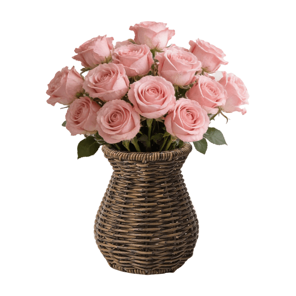 DAMAI Goblet Woven Planter Urn Shape, Handmade Rattan Vase for Decor Woven Vase Flower Arrangement Country Rustic Style Rattan Flower Basket for Tabletop Centerpiece Home Decor,5.7"