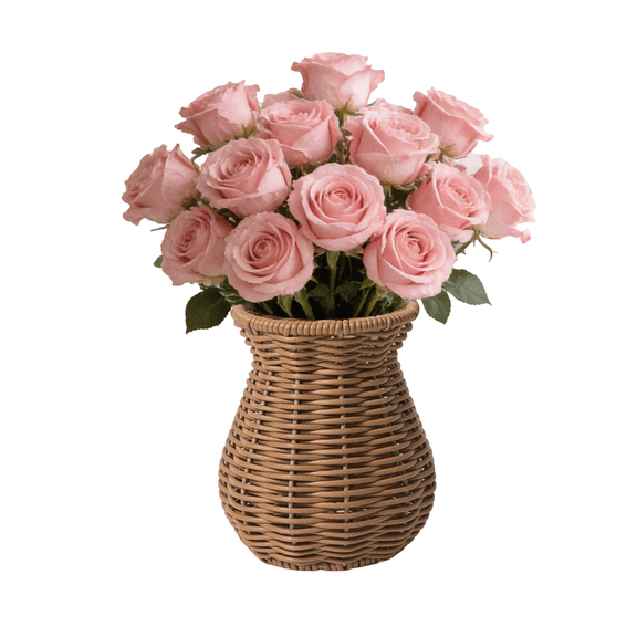 DAMAI Goblet Woven Planter Urn Shape, Handmade Rattan Vase for Decor Woven Vase Flower Arrangement Country Rustic Style Rattan Flower Basket for Tabletop Centerpiece Home Decor,5.7"