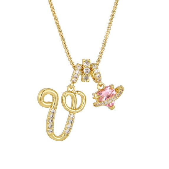 DAMAI Gold 3-Layering Initial A-Z Letter Pendant Necklaces, 26 Letters and Hearts Pendant, Personalized Heart Dainty Birthday Necklace Gifts for Women