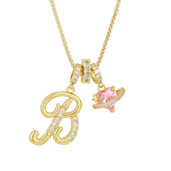 DAMAI Gold 3-Layering Initial A-Z Letter Pendant Necklaces, 26 Letters and Hearts Pendant, Personalized Heart Dainty Birthday Necklace Gifts for Women
