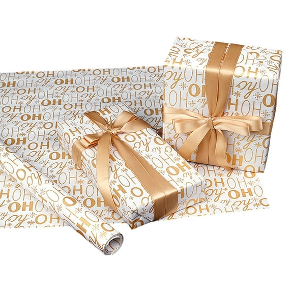 DAMAI Gold-Foil Christmas Wrapping Paper, 118 inch Christmas Wrapping Roll Paper, 80 Gsm Thick Papers, Covers 3-4 Medium Boxes, Resists Ripping & Fold Lines, Suitable for Holiday Presents