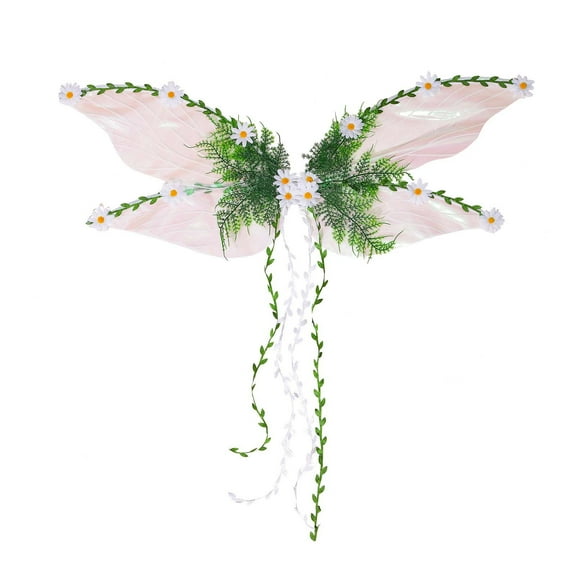 DAMAI Green Fairy Wings for Women,Mother Nature Woodland Elf Wings with Colorful Flowers Leaves and Vines,Floral Vine Butterfly Wings Accessory for Adults, Fantasy, Renaissance Faire