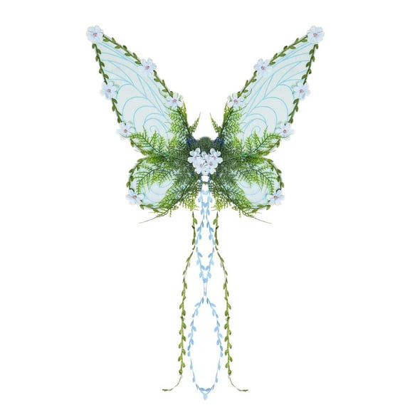 DAMAI Green Fairy Wings for Women,Mother Nature Woodland Elf Wings with Colorful Flowers Leaves and Vines,Floral Vine Butterfly Wings Accessory for Adults, Fantasy, Renaissance Faire