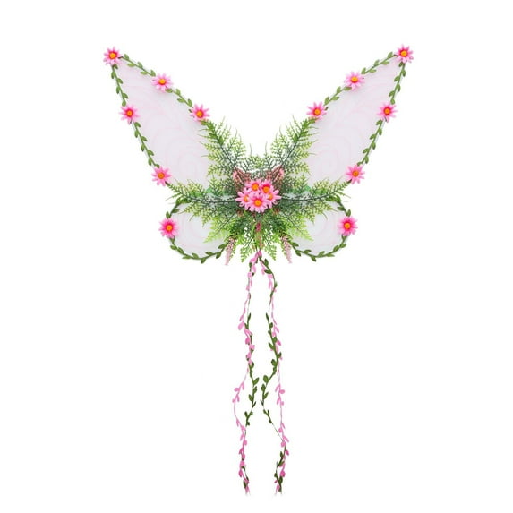 DAMAI Green Fairy Wings for Women,Mother Nature Woodland Elf Wings with Colorful Flowers Leaves and Vines,Floral Vine Butterfly Wings Accessory for Adults, Fantasy, Renaissance Faire