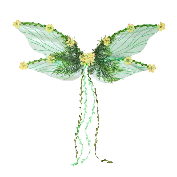 DAMAI Green Fairy Wings for Women,Mother Nature Woodland Elf Wings with Colorful Flowers Leaves and Vines,Floral Vine Butterfly Wings Accessory for Adults, Fantasy, Renaissance Faire