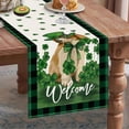 thumbnail image 1 of DAMAI Green Lucky Clover Sharmrock St. Patrick's Day Table Runner 72 Inches Long Gnome Beer Elf Linen Burlap Table Runner for Table Party Home Dinner Decor, 1 of 6
