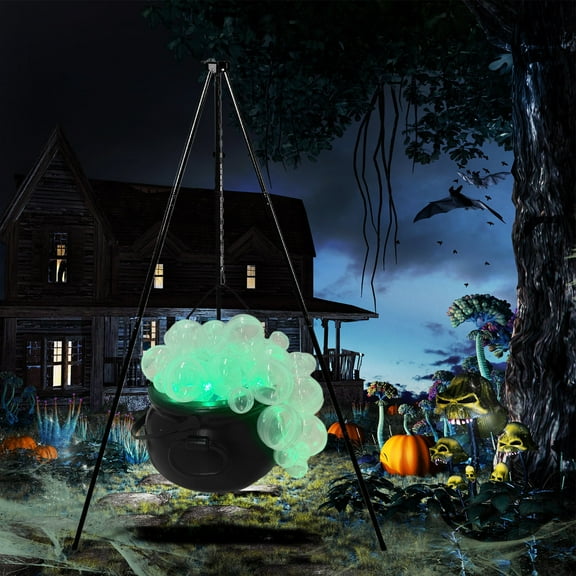 DAMAI Halloween Decorations Indoor,Halloween Bubbling Cauldron Indoor Outdoor DIY Bubble Pot Set,Lighted Witches Cauldron Spooky Black Plastic Bowl Decor for Party Table Garden Yard Porch