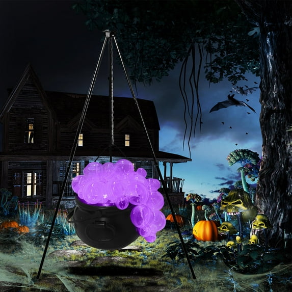DAMAI Halloween Decorations Indoor,Halloween Bubbling Cauldron Indoor Outdoor DIY Bubble Pot Set,Lighted Witches Cauldron Spooky Black Plastic Bowl Decor for Party Table Garden Yard Porch