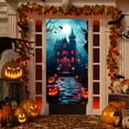 thumbnail image 1 of DAMAI Halloween Door Cover 35x71 Inch Large Scary Pumpkin Bats Castle Halloween Door Banner Bathroom Porch Door Backdrop Decor for Parties, Indoor Outdoor Haunted House Themed Decoration, 1 of 6