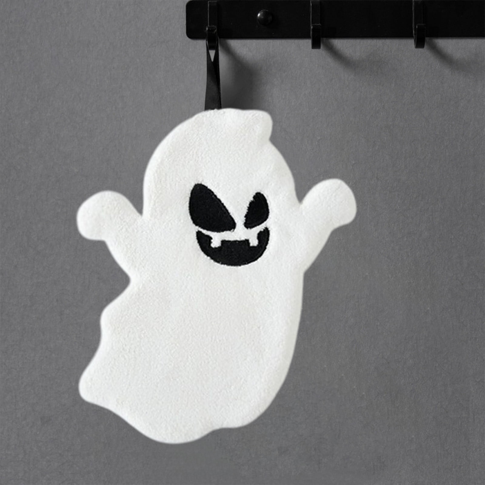 4-Pack Halloween Ghost Hand Towels – Embroidered Black Cotton Towels, 27.5x13.7 Inches