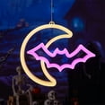 thumbnail image 1 of DAMAI Halloween Moon Bat LED Neon Light Decor, USB or 3-AA Battery Powered Neon Light, Plastic Shatterproof Design for Indoor Party Window Porch Decoration, 1 of 7
