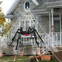 DAMAI Halloween Outdoor Decorations Giant Spider, 5 Ft Large Fake Hairy Spider Scary Furry Spider Props,Large Spider for Yard Lawn Garden Patio Scary Halloween Outside Decor,Black