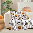 thumbnail image 1 of DAMAI Halloween Throw Blanket:Pumpkins White Ghosts and Spiderwebs on Soft Black Velvet Fleece,Warm Throw Blanket Scary Blanket Smooth Blankets Perfect for Sofa Couch Chair Fall Decor, 1 of 7