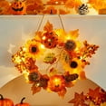 thumbnail image 1 of DAMAI Halloween Wreath,12 Inch Fall Wreath for Front Door, Maple Leaf Pumpkin Pinecone Decor Autumn Thanksgiving Welcome Door Sign forGhost Festival Front Door Farmhouse Porch Wall Decor, 1 of 6
