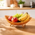 thumbnail image 1 of DAMAI Hand Woven Boat Shaped Fruit Basket, Natural Rattan Hand‑Braided Decorative Tray for Kitchen Countertop Dining Table Coffee Table Living‑Room Fruit Snack Bread Storage Organizer, 1 of 7