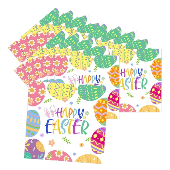 DAMAI Happy Easter Paper Napkins - 20 Pcs Easter Party Supplies with Egg, Disposable Paper Napkins for Spring Picnic, Spring Party Decorations