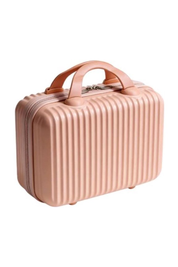 Hard Shell Makeup Case,Vertical Striped Travel Cosmetic Organizer with Top Handle & BuiltIn Divider,Portable Storage Case For Travel Business Trips Dresser Luggage