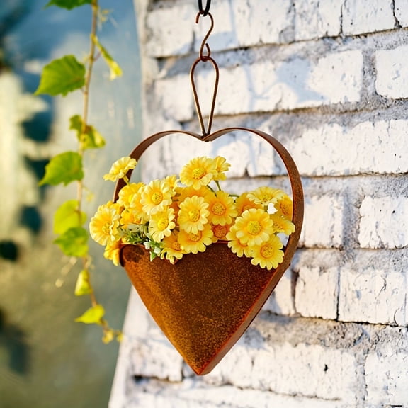 DAMAI Heart Shape Hanging Planter Pots Flower, Metal Heart Shaped Planter with Chain & Hook, Rustproof Outdoor Indoor Pot for Garden Patio Balcony Window Wall Decor
