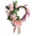 thumbnail image 1 of DAMAI Heart Shaped Rose Wreath,14 in Pink Valentine’s Day Floral Wreath with Ribbons, Artificial Flower Wreath for Valentine's Day, Heart-Shaped Garland Wreaths for Front Door, 1 of 9