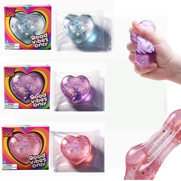 DAMAI Heart Shaped Stress Balls Squishy Toys, Slow Rise Sugar Ball Sensory Fidget Toys, Heart Shape Stress Toys for Hand Exercise, Pink