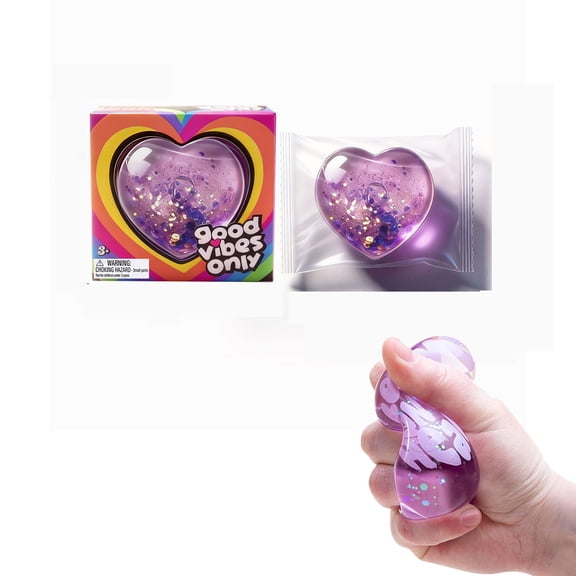 DAMAI Heart Shaped Stress Balls Squishy Toys, Slow Rise Sugar Ball Sensory Fidget Toys, Heart Shape Stress Toys for Hand Exercise, Purple