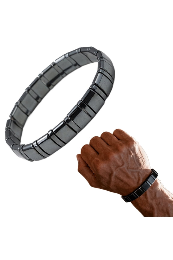 Hematite Bracelet for Men, Naturally Support T-Levels, Natural Stone for Focus Inspirational Reclaim Your Edge & Confidence Beads Healing Bracelets Stretch With Box Gift Jewelry