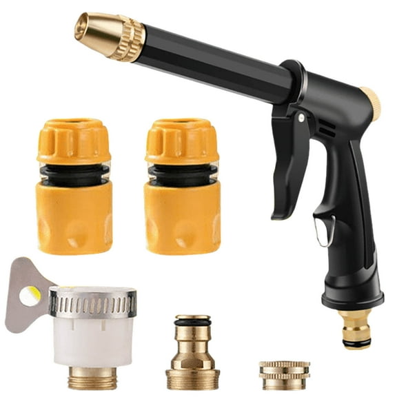 DAMAI High Pressure Washer Gun with 5 Adapters and 16ft plumbing,Trigger Brass Nozzle Water Gun,Ergonomic Power Washer Gun,360° Adjustable Nozzle 4 Mode Pressure Washer Wand for Car Garden Cleaning