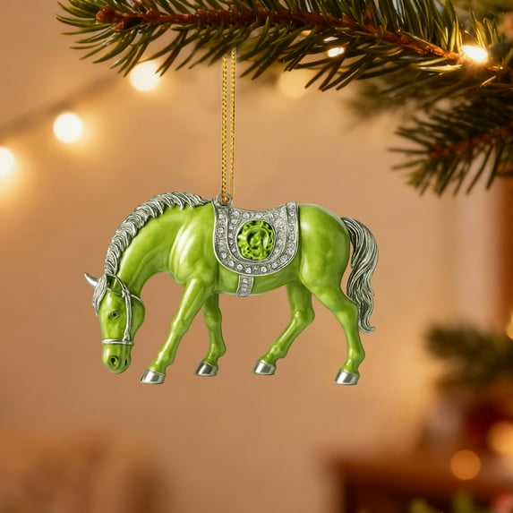DAMAI Horse Ornaments for Christmas Tree, 2D Acrylic Horse Decorations, Vintage Farm Xmas Tree Animal Hanging Ornaments, Decorative Holiday Accent for Home, Tabletop, Wall, and Window