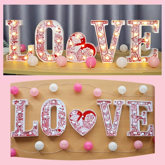 DAMAI I LOVE U Light Up Letters, LED Letters Lights Sign Alphabet Big Lights Letter For Party Birthday Bar Battery Powered Christmas Decor Letter Lights Warm White
