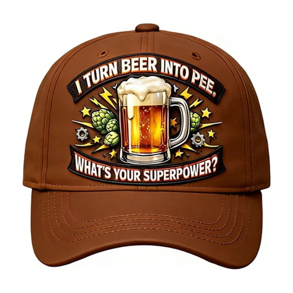 DAMAI I Turn Beer Into Pee Hat – Funny Beer Lover Cap with Superpower Quote, Adjustable Distressed Print Baseball Hat for Men