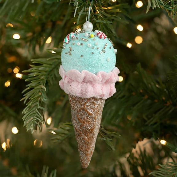 DAMAI Ice Cream Party Decorations Ornaments, Christmas Tree Hanging Candy Gift, Macaron Color Dessert Ice Cream Pendant Set for Xmas New Year Easter Birthday Home Party Supplies (Ice Cream)