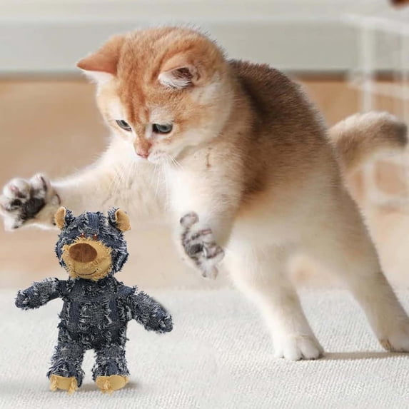 DAMAI Indestructible Robust Bear for Aggressive Chewers, Durable Squeaky Toys for Heavy Chewers, Interactive Dog Toy Unbreakable Stuffed Plush for Small, Medium Sized Dogs